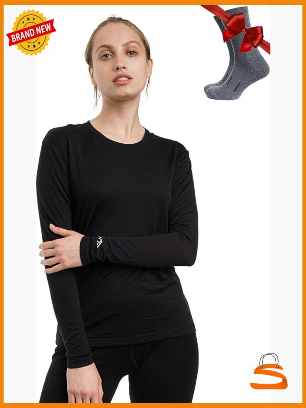 100% Merino Wool Base Layer Top Heavyweight Midweight Lite Long Sleeve Thermal